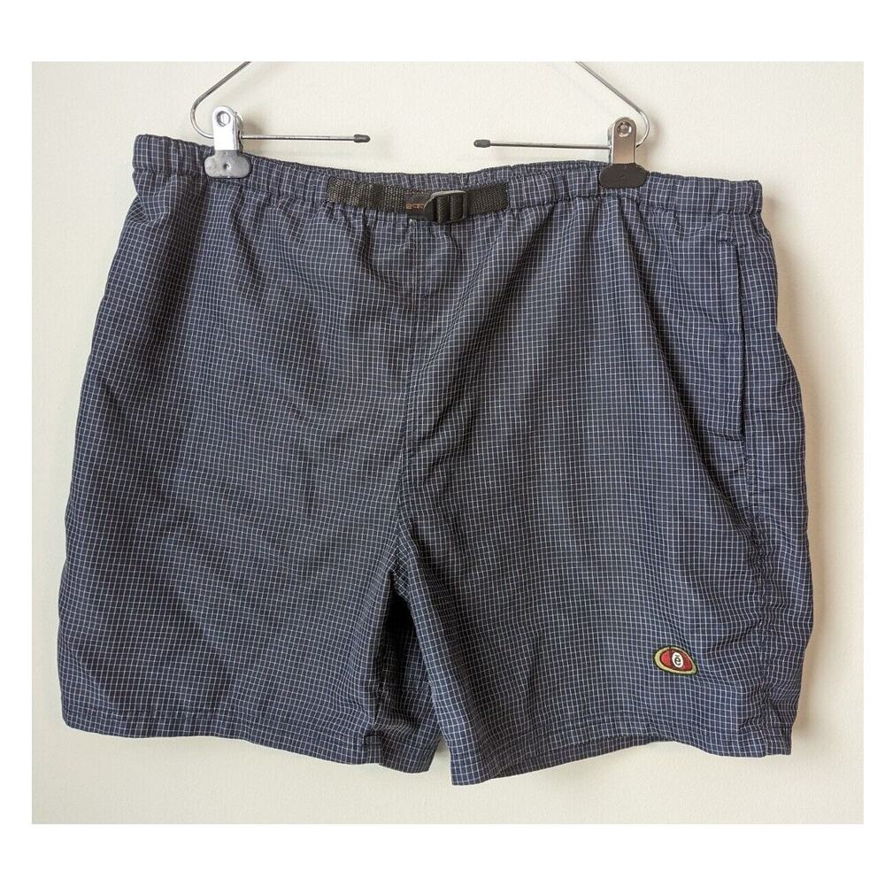 Oobe Plaid Swim Trunks Mens XL Navy Blue Check Swimsuit Beach Resort Lined